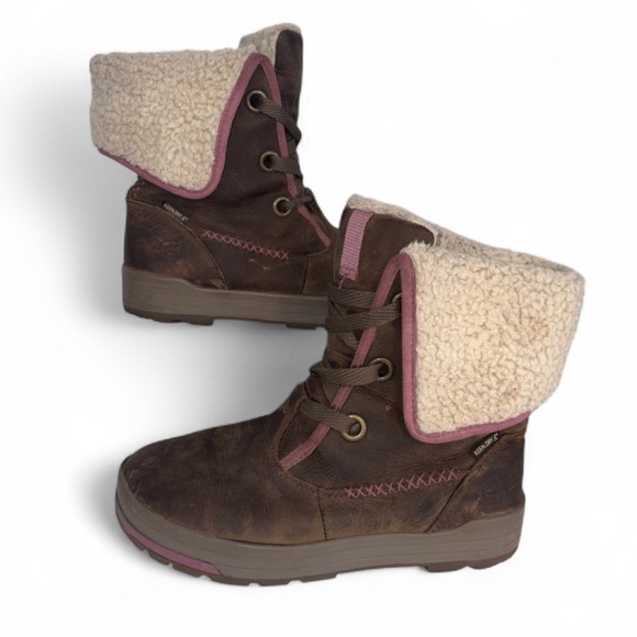 Keen Dry Snowmass Brown Leather Sherpa Low Boots - Picture 1 of 16